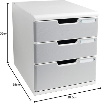 Exacompta 325041D Ablagesystem Modulo A4, 3 laden Classic, lichtgrau/steingrau 350 x 288 x 320 mm Li