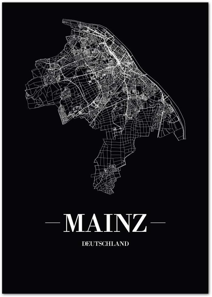 JUNIWORDS Stadtposter, Mainz, Wähle eine Grösse, 60 x 90 cm, Poster, Schrift A, Schwarz 60 x 90 cm S