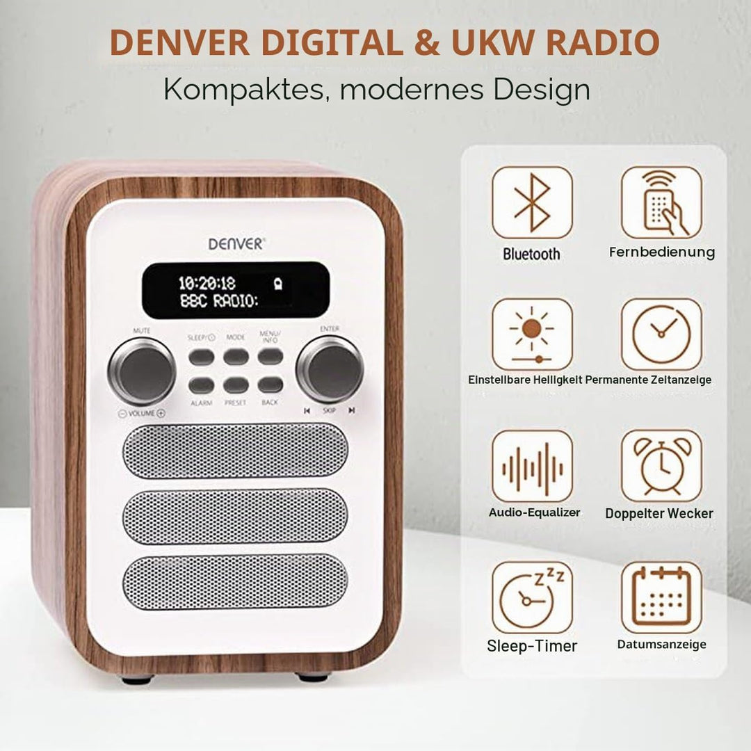 DENVER DAB-48WHITE DAB + Radio Mit integriertem FM-Radio und Bluetooth-Funktion weiss