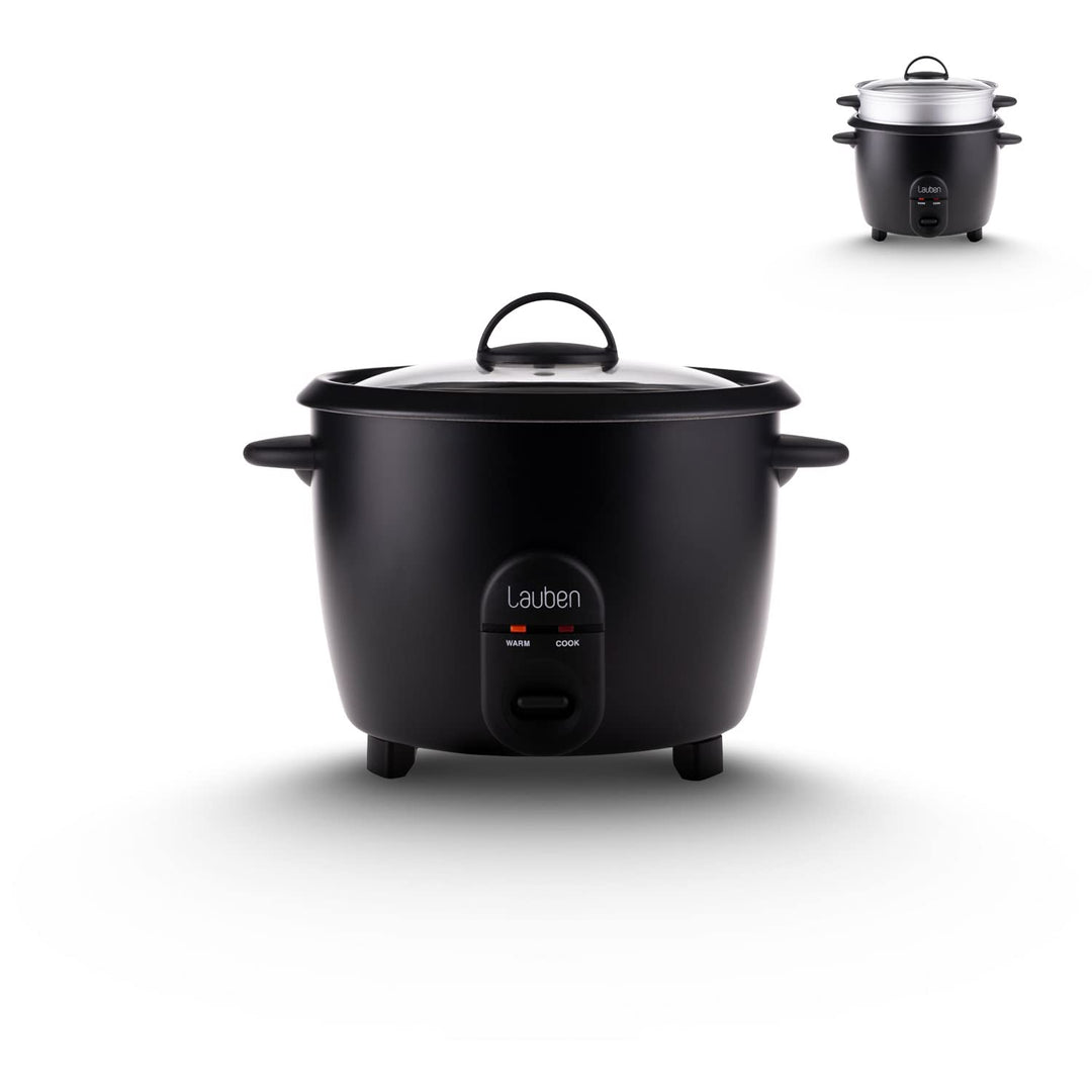 Lauben Rice Cooker 600BC Reiskocher mit Fassungsvermögen 0,6l, Metalldämpfeinsatz, Deckel aus gehärt