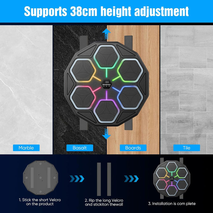 Music Boxing Machine, Elektronische Boxmaschine mit Musik, Bluetooth, 11 Geschwindigkeits, 3 Trainin