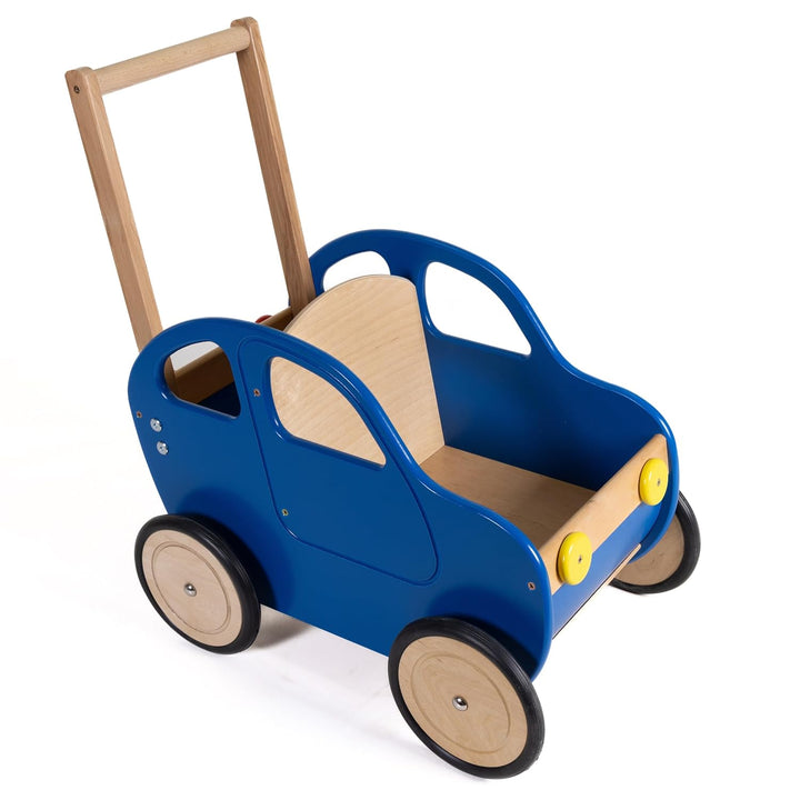 Lauflernwagen Holz Auto Baby Laufwagen Griff höhenverstellbar Farbe Auswahl (Blau), Blau