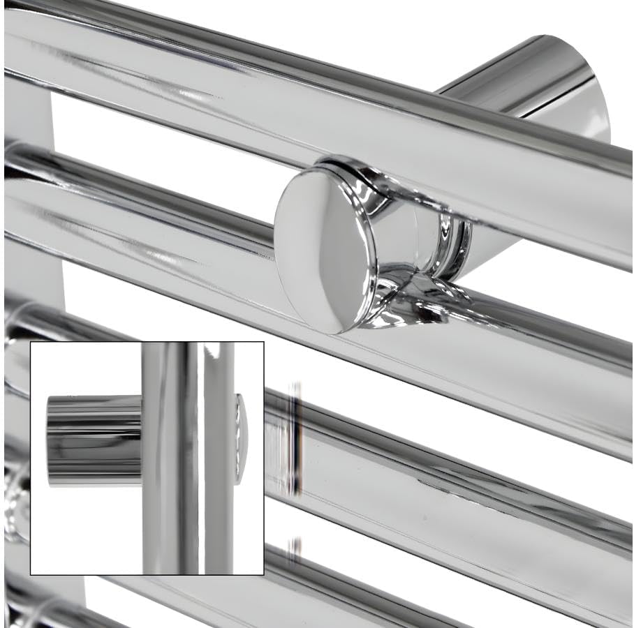 ECD Germany Badheizkörper Elektrisch ECO 400 x 800 mm mit Heizstab 300W Chrom gebogen mit Seitenansc