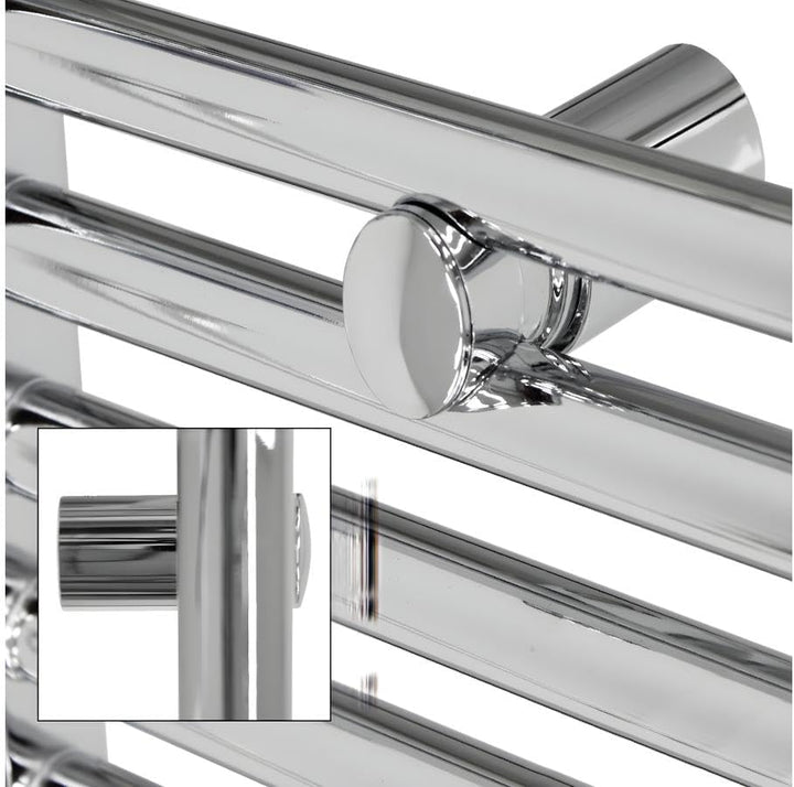 ECD Germany Badheizkörper Elektrisch ECO 400 x 800 mm mit Heizstab 300W Chrom gebogen mit Seitenansc