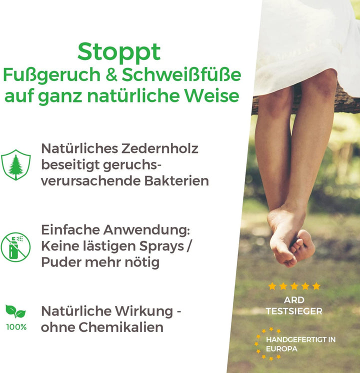 Zederna® 3 Paar Zedernholz Schuheinlagen Schweissfüsse, Einlegesohlen Herren & Damen gegen Fusspilz.