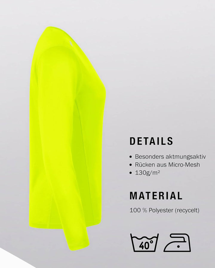 JAKO Damen Longsleeve Run 2.0 Unterhemd, Neongelb