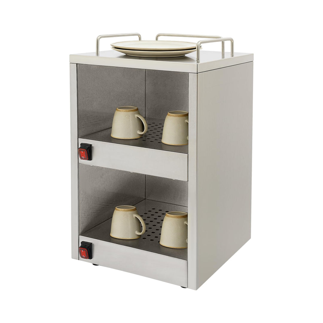 Kommerzieller Elektrischer Tassenwärmeschrank, 140W Zweistufige Tassenwärmemaschine, Edelstahl Beche