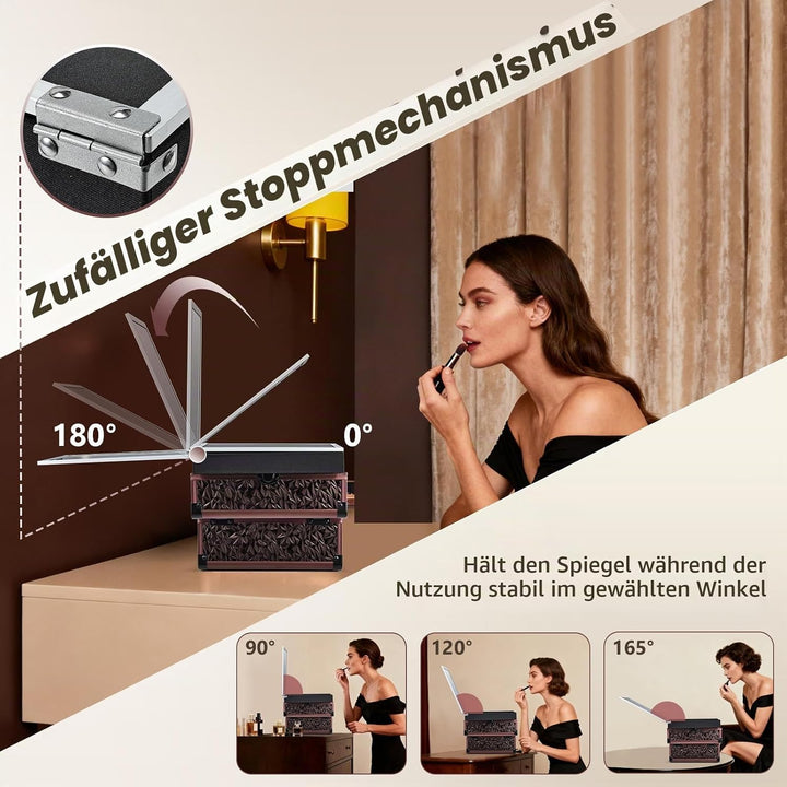 Kosmetikkoffer Schminkkoffer Leer Make up Koffer mit Spiegel Abschliessbare Beauty Case Nagelkoffer