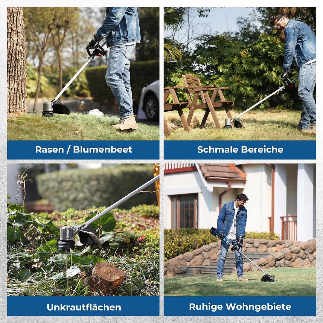 Dong Cheng Akku Rasentrimmer & Kantenschneider 40V, 33cm Schnittbreite | TIPP-Automatik, 2x2,0Ah Akk