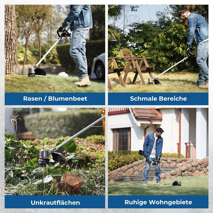 Dong Cheng Akku Rasentrimmer & Kantenschneider 40V, 33cm Schnittbreite | TIPP-Automatik, 2x2,0Ah Akk