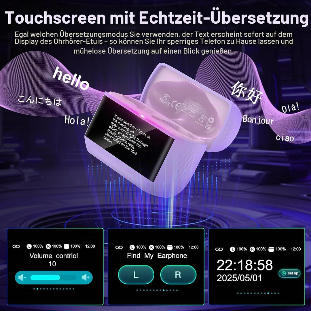 ZYHKON KI Übersetzer Kopfhörer mit ANC Mic, 3-in-1 Echtzeit Sprachübersetzer Kopfhörer 164 Sprachen/