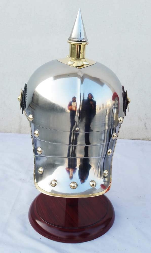Shiv Shakti Enterprises WW I & II Deutscher Preussischer Helm Messing Spike Pickelhaube Leder Helm A