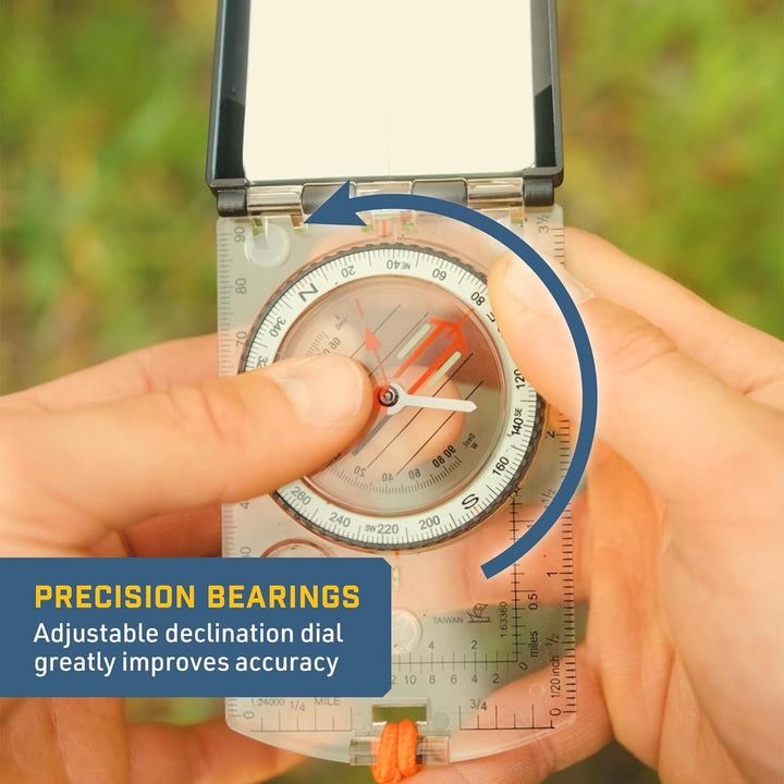 Sun Company Sighting Map Compass mit Einstellbarer Neigung - Handheld Orienteering Baseplate Compass