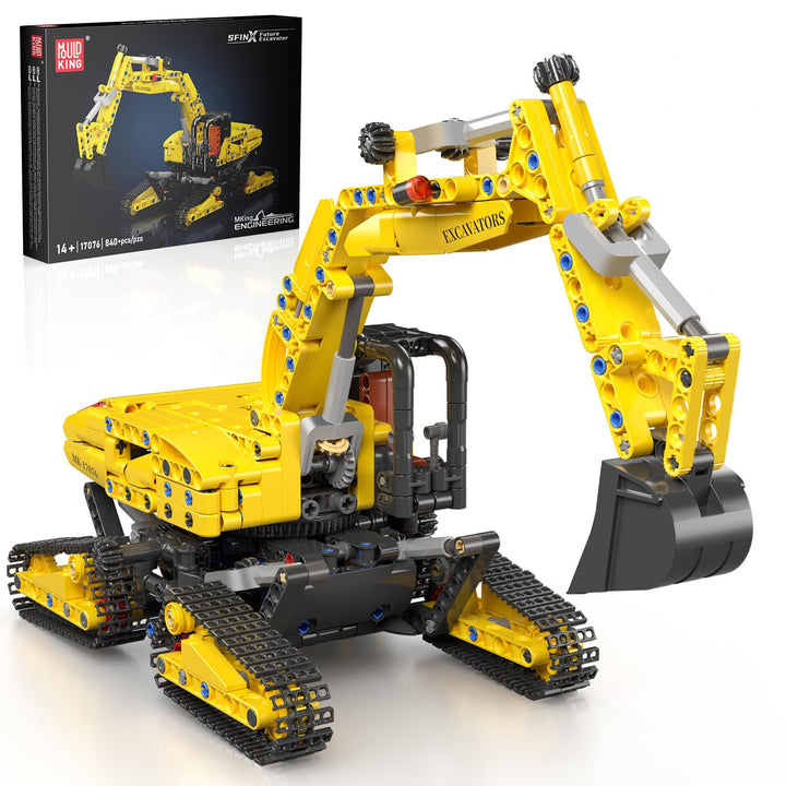 Mould King Bagger Bauset, Konstruktions-Baukasten für Modellbagger mit 840 Teilen, STEM Spielzeug fü
