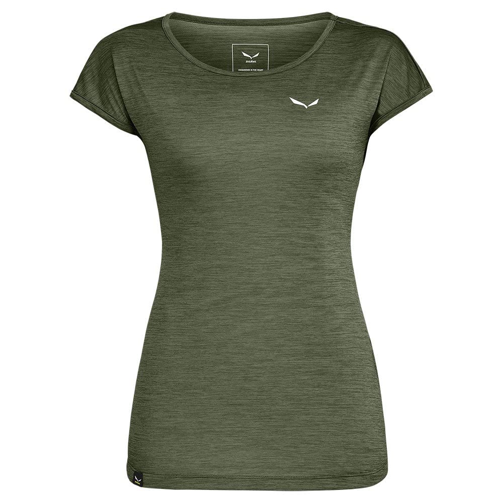 Salewa Damen Puez Melange Dry W S/S Tee Blusen & T-shirts XXS Dark Olive Melange, XXS Dark Olive Mel