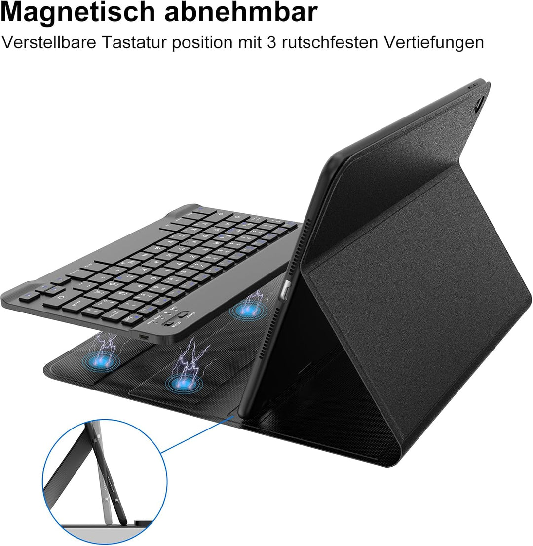 Tastatur Hülle mit Touchpad für iPad 10.2 Zoll (9/8/7 Generation) 2021/2020/2019, 7 Farben Beleuchtu