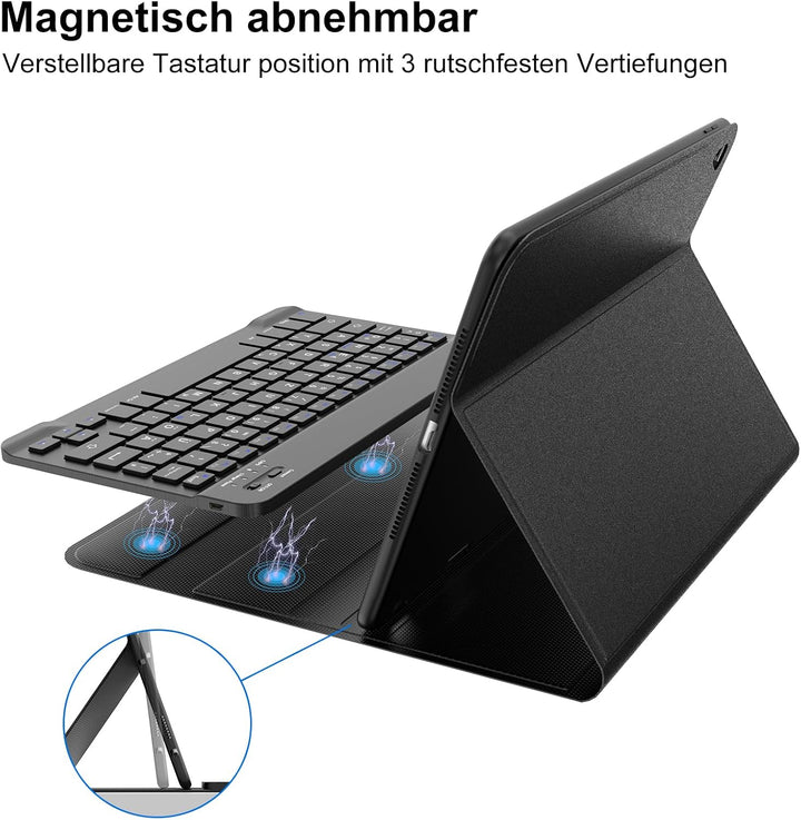 Tastatur Hülle mit Touchpad für iPad 10.2 Zoll (9/8/7 Generation) 2021/2020/2019, 7 Farben Beleuchtu