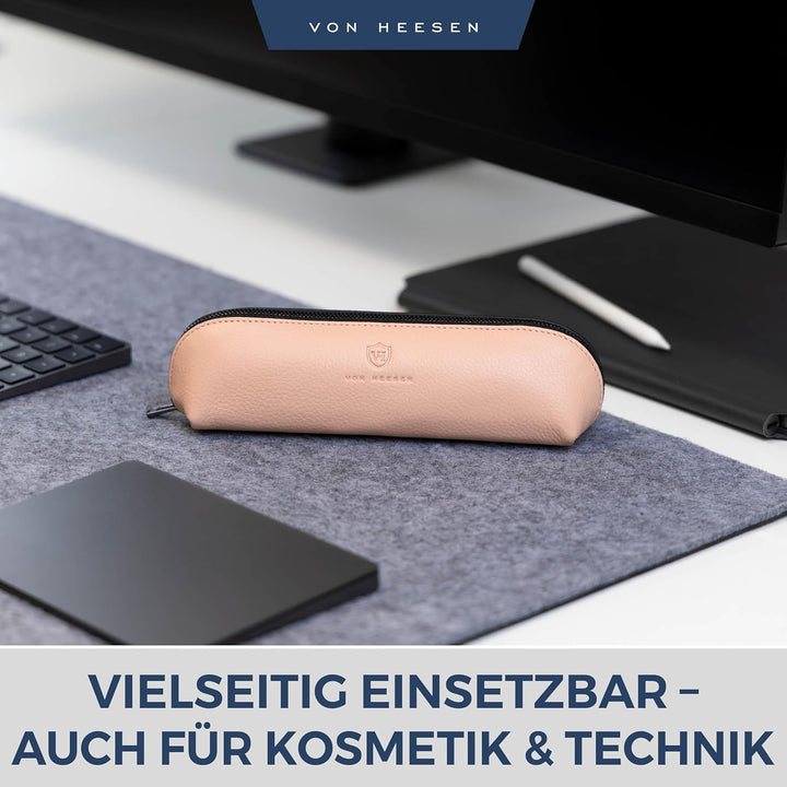 VON HEESEN® Echtleder Federmäppchen Leder Federmappe Etui für Stifte Mäppchen Schule Federtasche Uni