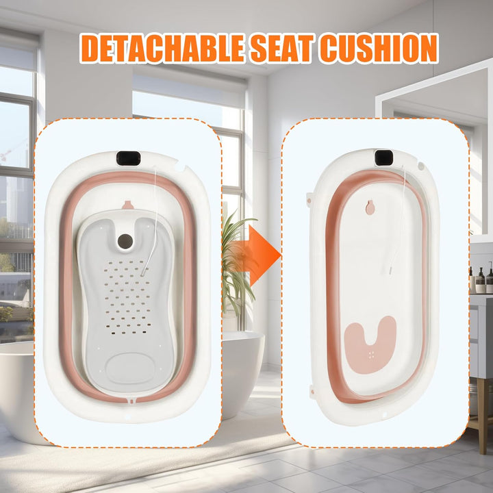 Babybadewanne mit digitalem Temperatursensor, faltbare Babybadewanne, ergonomische Halterung, schnel