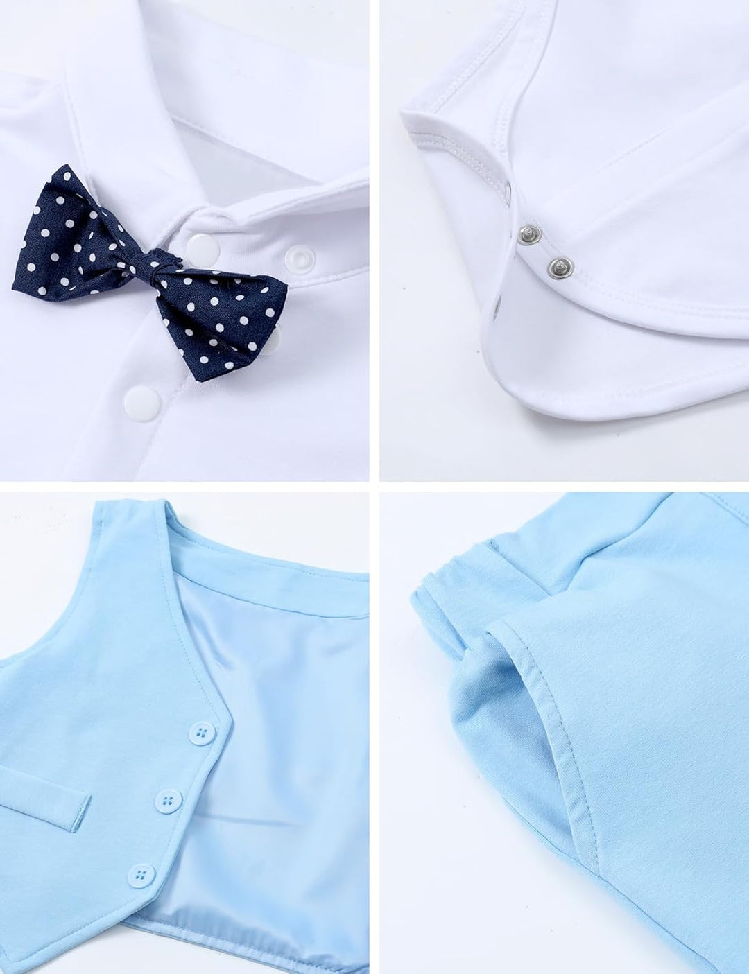 mintgreen Baby Anzug Junge, 3 Stück Formelles Outfit Taufanzug Gentleman Smoking Shirt & Weste + Hos