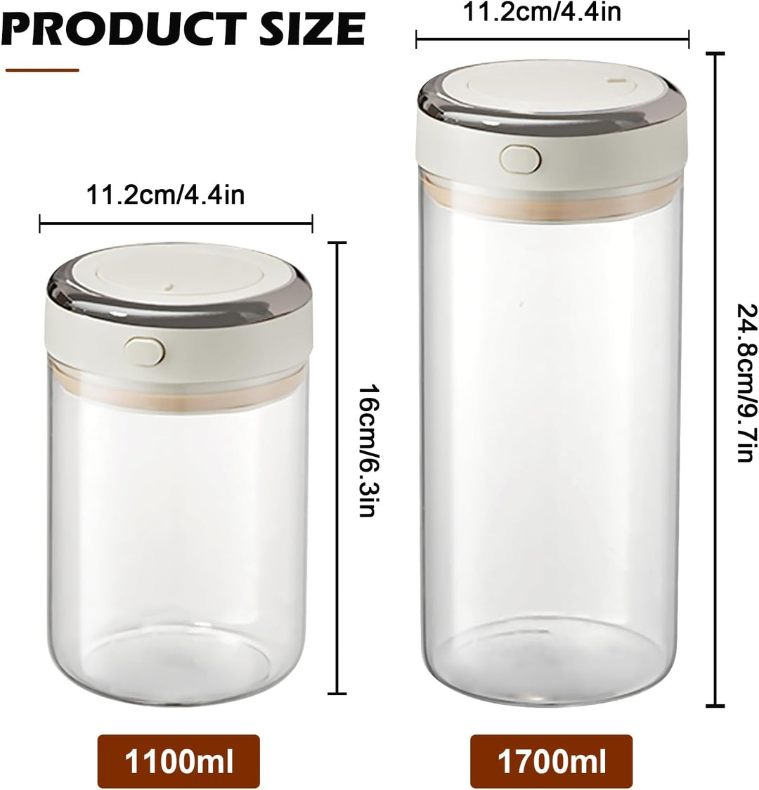 Kaffeedose luftdicht, 2 Stück kaffeedosen 1100ml 1700ml, Transparent Vakuum Kaffeebohnen Behälter Gl