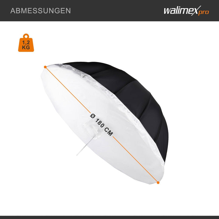 Walimex Reflexschirm Set (180 cm, inkl. Reflexschirm und Schirmsoftbox)