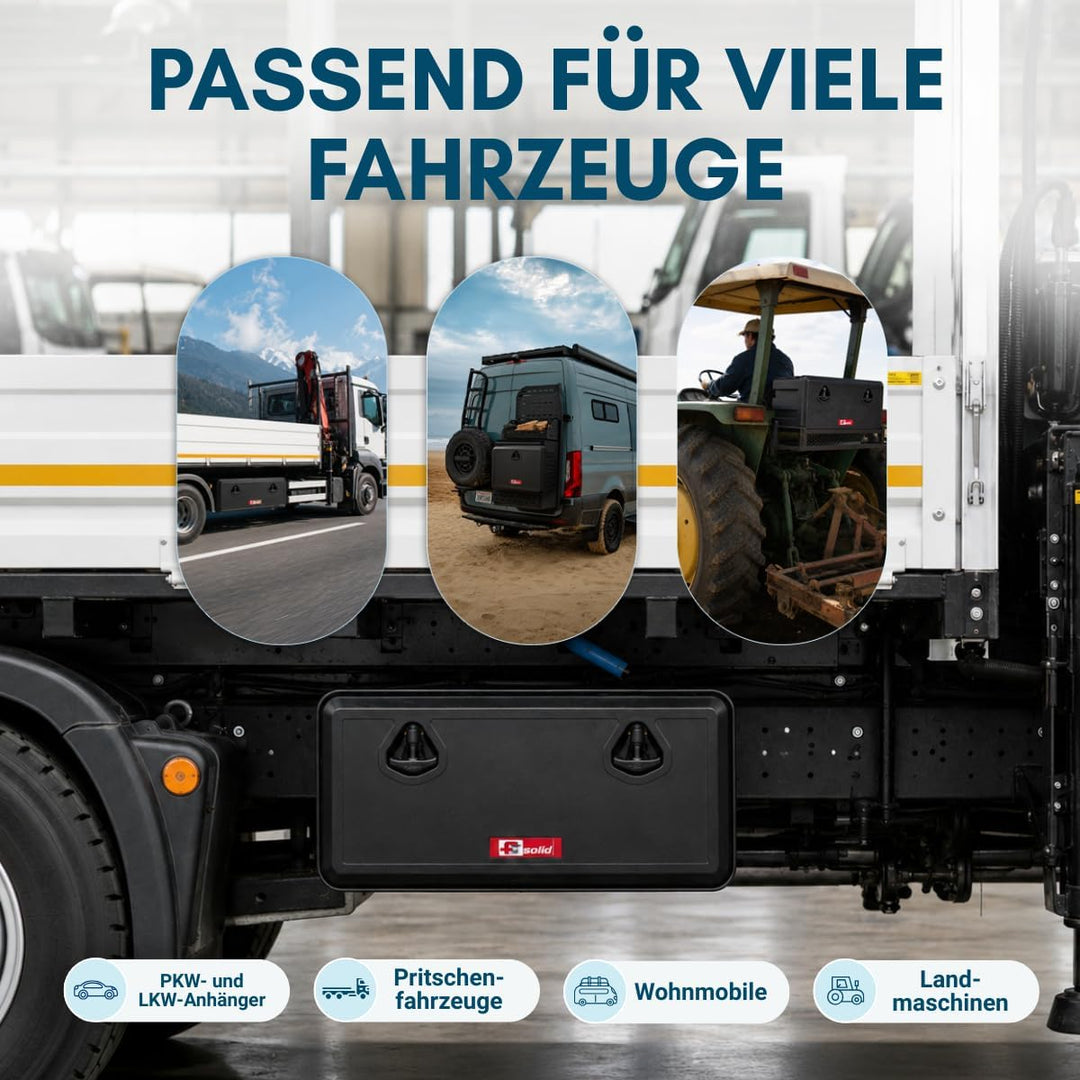 FTsolid Unterbaubox Staukasten Anhängerkiste Gurtkiste Staubox Unterflurbox Werkzeugkiste (400x350x3