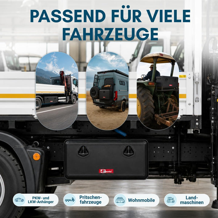 FTsolid Unterbaubox Staukasten Anhängerkiste Gurtkiste Staubox Unterflurbox Werkzeugkiste (400x350x3