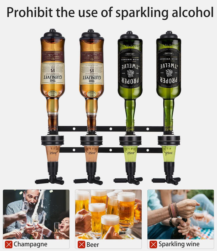 Soulpala Bar Butler Bar Flaschenhalter und Dosierer Bar Butler Wand Flaschenhalter für 4 Flaschen Ba