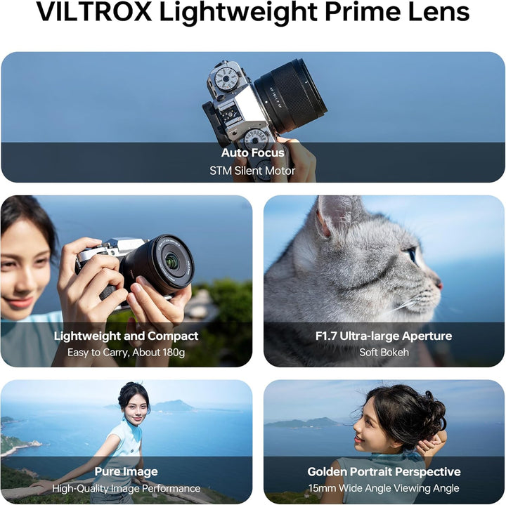 VILTROX AF 15mm F1.7 Objektiv für Fuji X-Mount, f/1.7 APS-C Autofokus-Mittelteleobjektiv, kompatibel