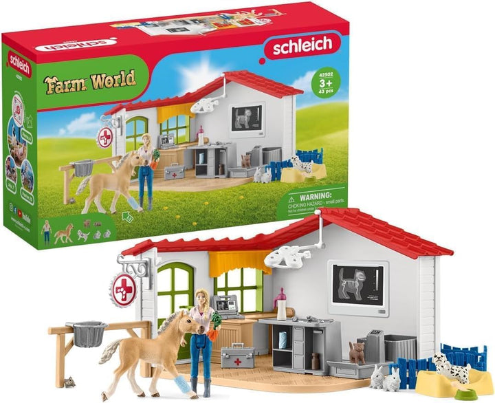 schleich 42502 Tierarzt-Praxis mit Haustieren, für Kinder ab 3+ Jahren, FARM WORLD - Spielset neue V