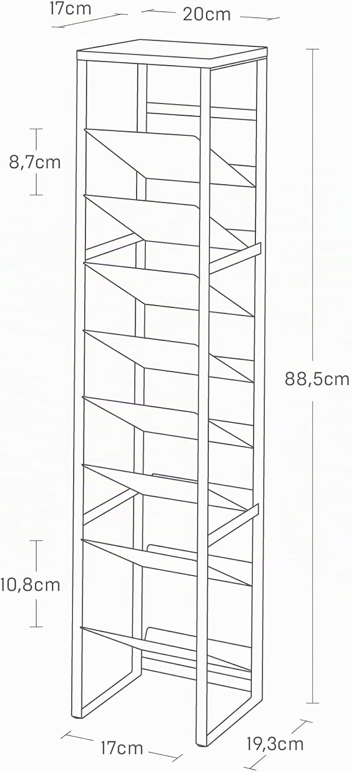YAMAZAKI Tower 8-stöckiges Flaschenregal mit Holzablage aus Stahl - für Flasche (500ml)/Weinflasche,