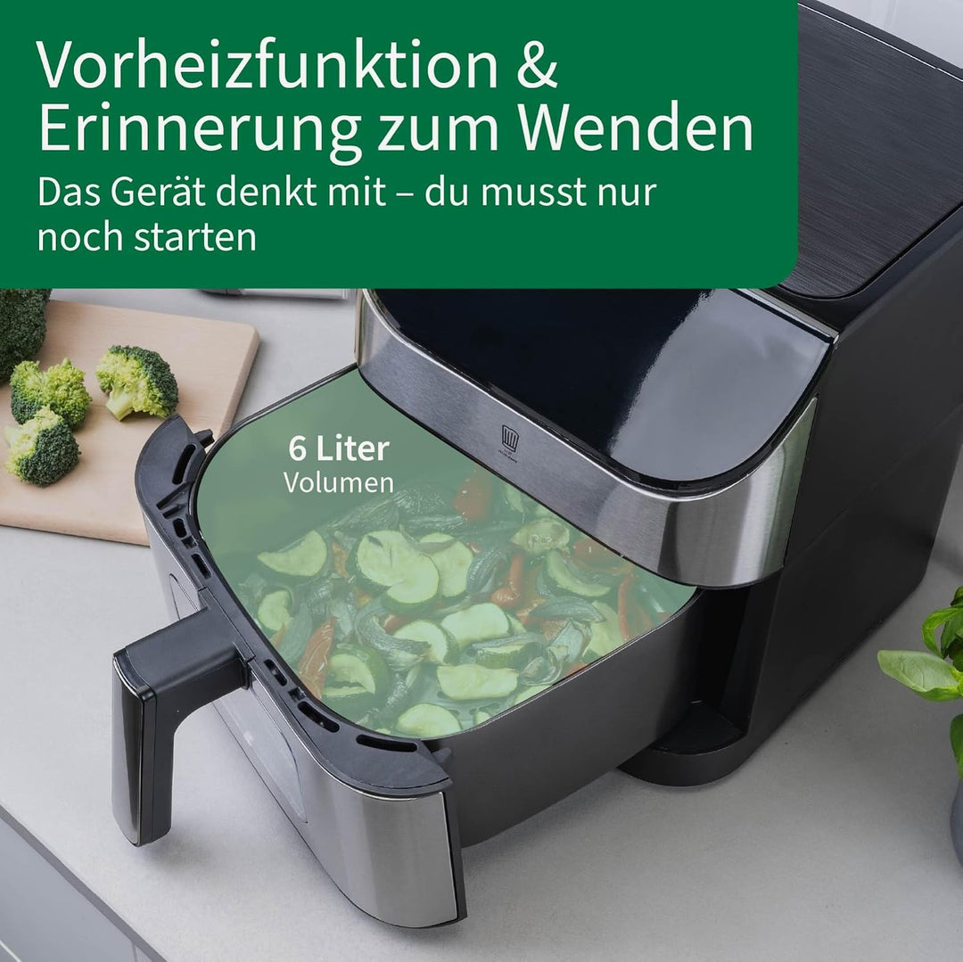 Chefkoch trifft Fackelmann Heissluftfritteuse – 6L Fassungsvermögen, 10 Automatikprogramme, Touchscr