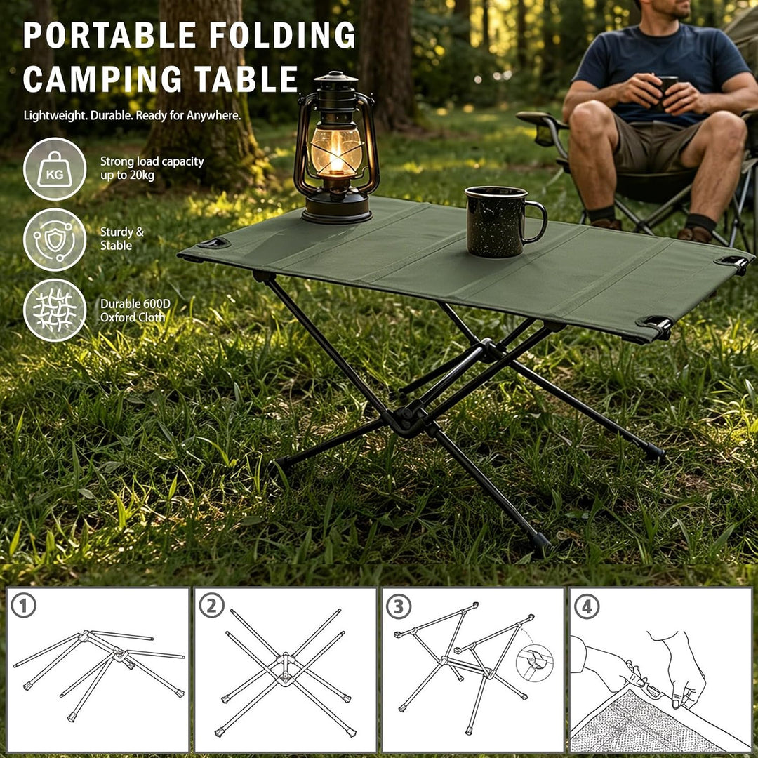 Campingtisch klappbar 60 x 40 cm, Faltbarer Outdoor Tisch aus Aluminium, Leichter tragbarer Camping