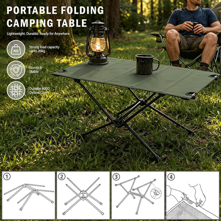 Campingtisch klappbar 60 x 40 cm, Faltbarer Outdoor Tisch aus Aluminium, Leichter tragbarer Camping