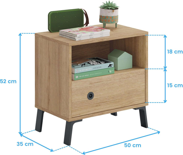 MUEBLES PITARCH Camila Tisch, Holzwerkstoff, Eiche, Gold, Cómoda