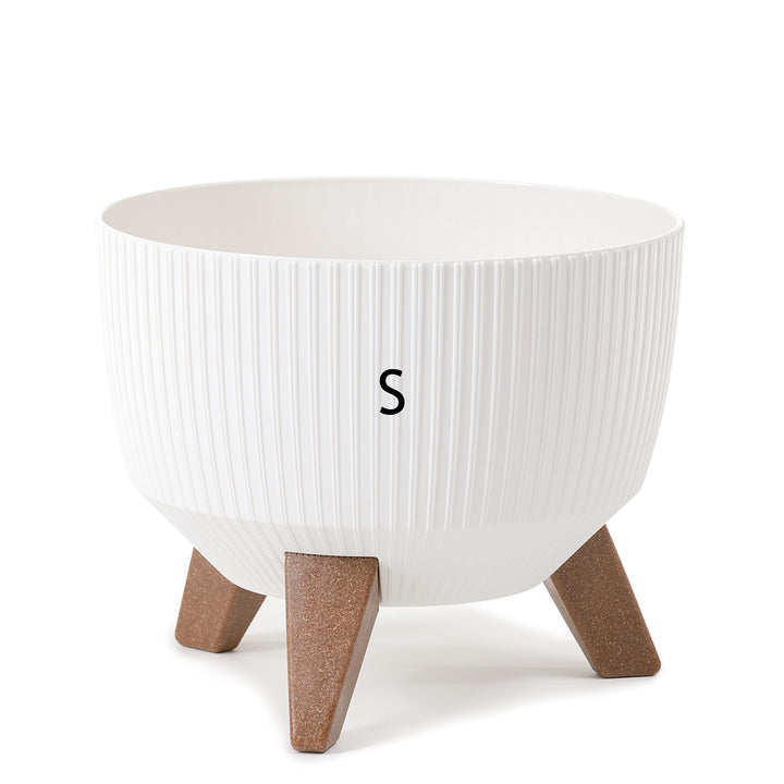 MELTOM Blumentopf Schale mit Füssen Einsatz Kräutertopf Übertopf Pflanzschale Eco Recycled (Weiss, S