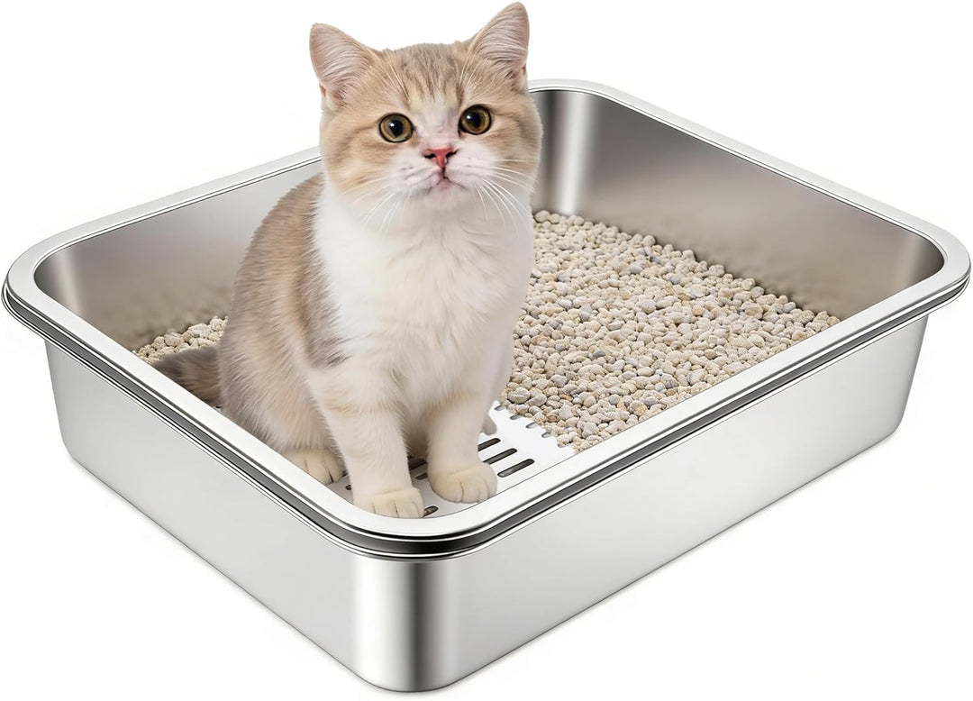 Katzenklo Edelstahl, Katzentoilette Edelstahl Offen, Metall Katzenklo für Katzen Aller Grössen &amp; Kan