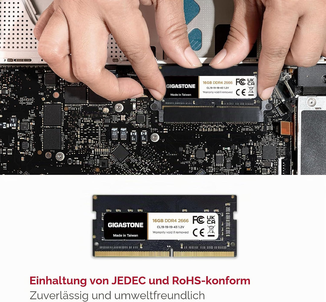 【DDR4 RAM Nur für Laptops】 GIGASTONE 32GB Kit (2x16GB) DDR4 2666MHz (2400MHz or 2133MHz) PC4-21300(P