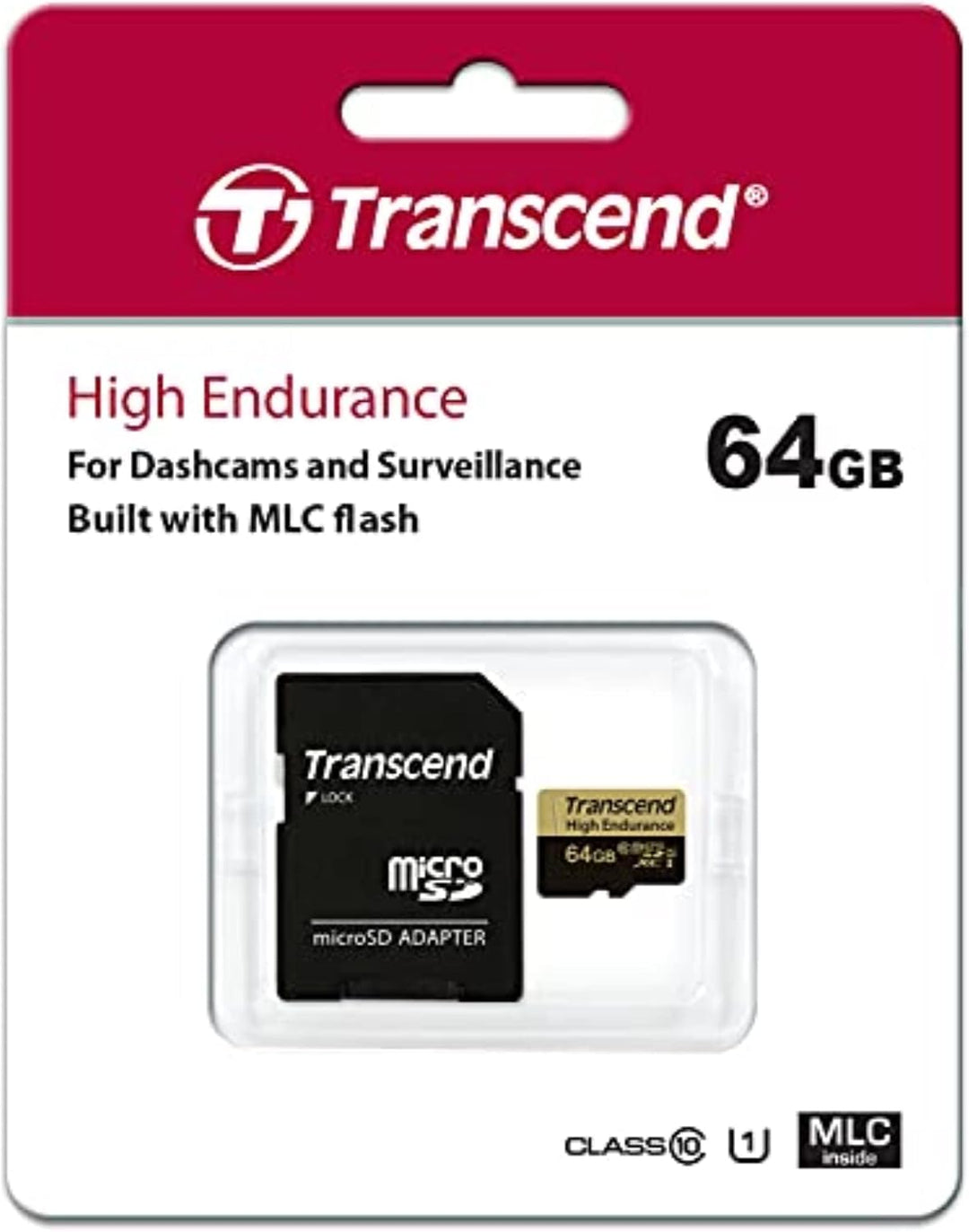 Transcend 64GB High Endurance microSDXC/SDHC Speicherkarte TS64GUSDXC10V / bis zu 95 MBs lesen und 4