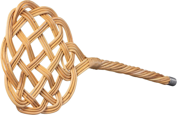 NEUSTANLO | Teppichklopfer in Sonnenform | 3-fädiges Natur Rattan | länglich hell | 75x26 cm | flexi