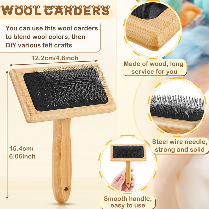 4 Pcs Wool Blending Board Carding Brush Set Wool Hand Carders Wood Brushes Wool Carders Needle Filti