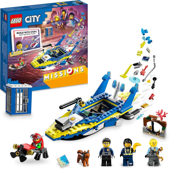 LEGO 60355 City Detektivmissionen Der Wasserpolizei, Interaktives Abenteuer-Spielset Mit Boot Und 4