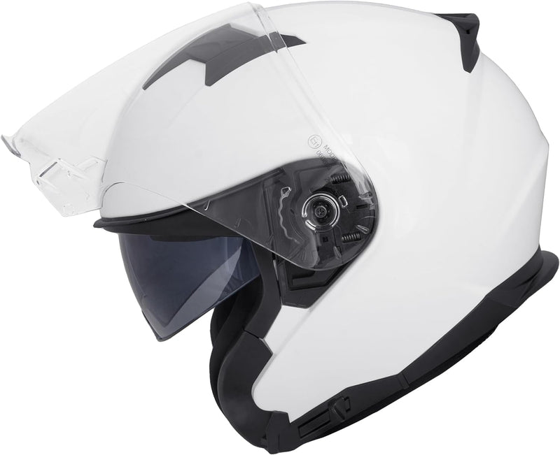 Zorax Weiss XL (61-62cm) ZOR-602 Offenes Gesicht Jethelme mit Doppelvisier Motorradhelm Damen und He
