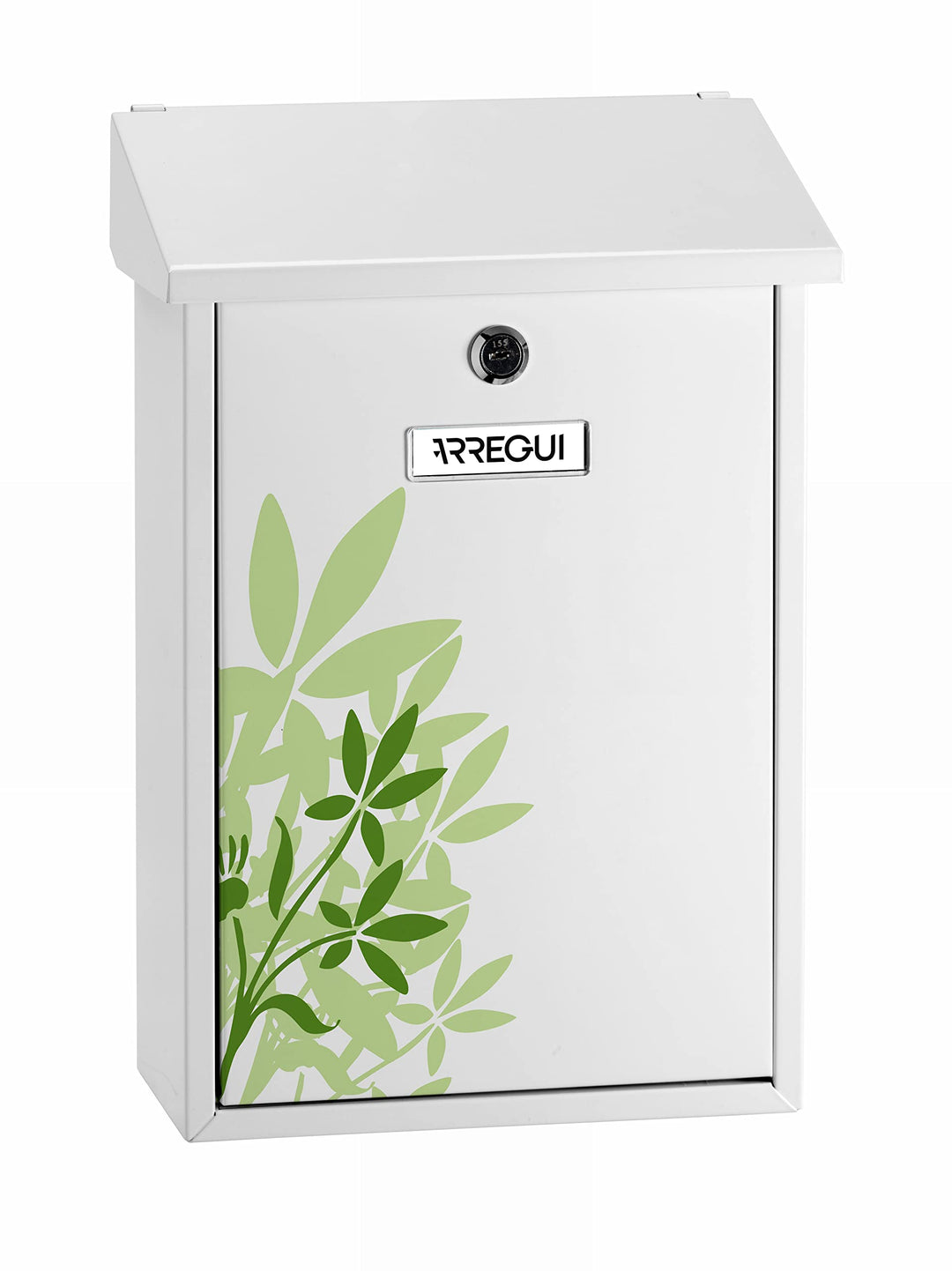ARREGUI Premium E5608 Briefkasten aus Verzinktem Stahl, mit im Siebdruck lackiertem Blätter - Motiv
