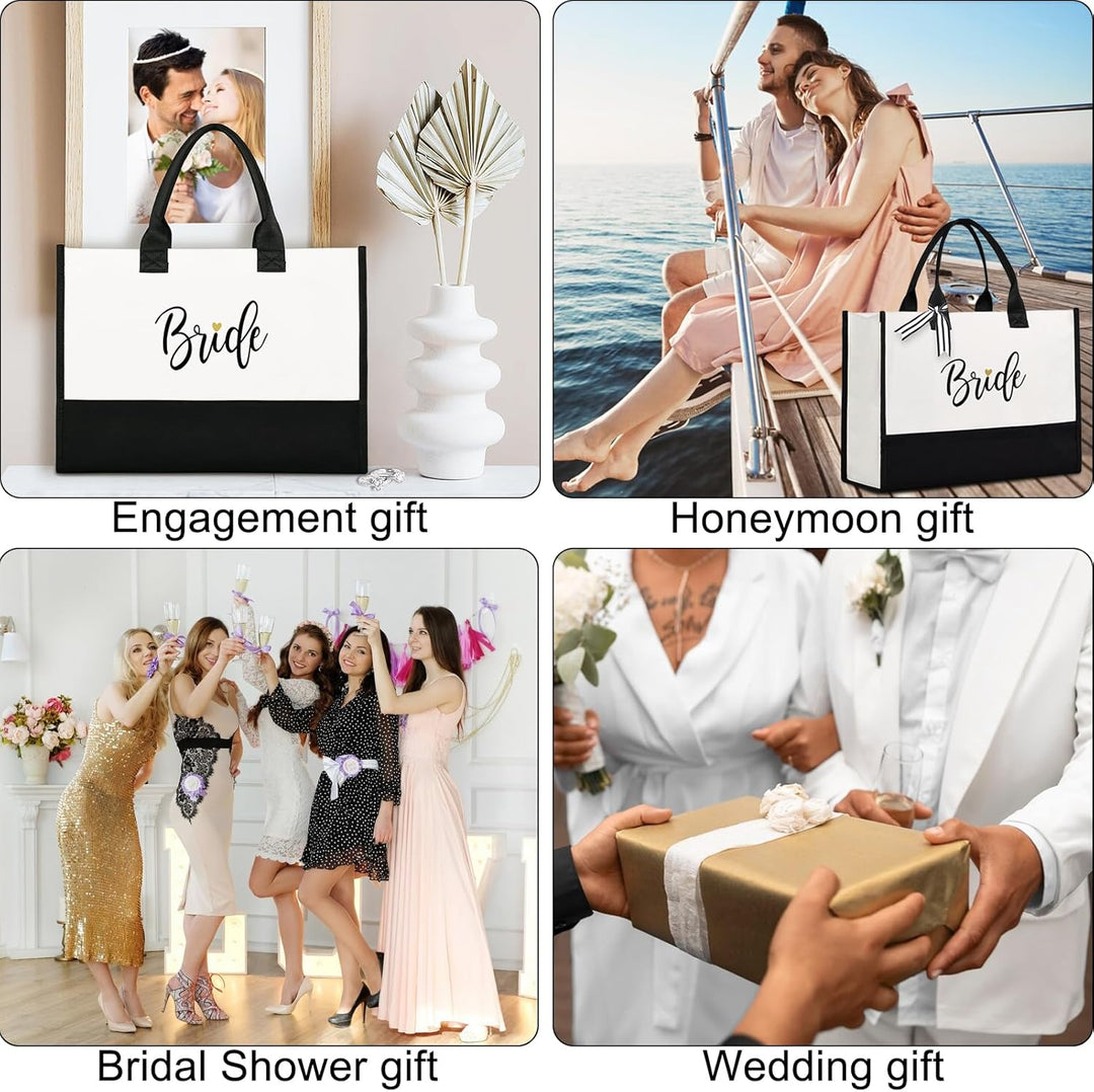 Lamyba Bride Bag with Makeup Bag and Reinforced Bottom, Bride Gifts/Bridal Shower Gifts for Bride, B