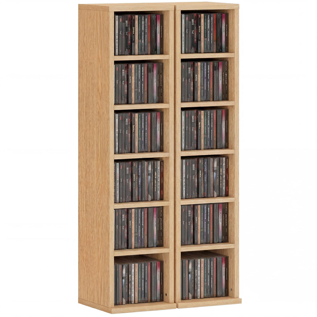 HOMCOM Set mit 2 Regalen, CD-/DVD-Aufbewahrungsschrank, 6 + 6 Fächer, 21 x 22,5 x 88,5 cm, max. Kapa
