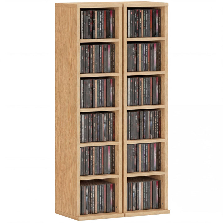 HOMCOM Set mit 2 Regalen, CD-/DVD-Aufbewahrungsschrank, 6 + 6 Fächer, 21 x 22,5 x 88,5 cm, max. Kapa