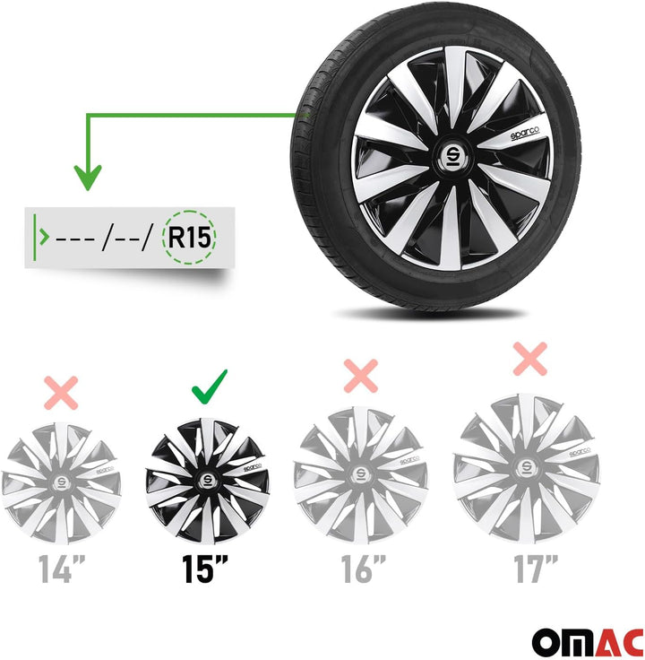Sparco Satz Sparco Radzierblenden Lazio 15-Zoll Schwarz/Silber LAZIO 15 zoll SCHWARZ/SILBER, LAZIO 1