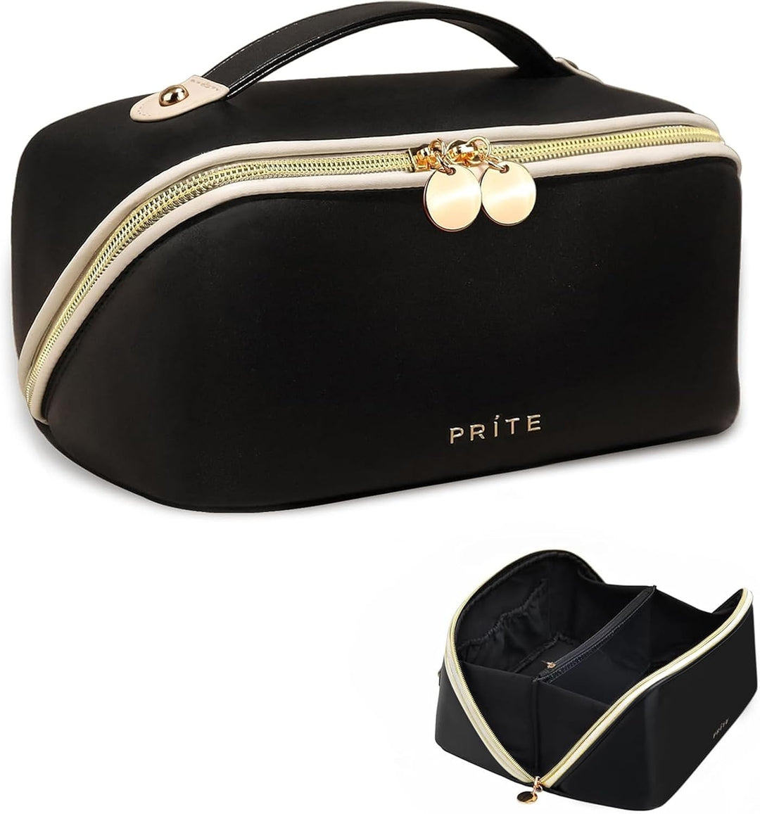 Prite Grosse Kapazität Kosmetiktasche Tragbare Reise Make Up Tasche wasserdichte PU-Leder Schminktas